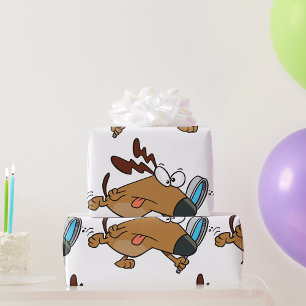 Papier Cadeau Chien Brown Avec Verre Magnifique
