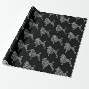 Papier Cadeau Chien Caniche Quadrillage Jaune & Bleu