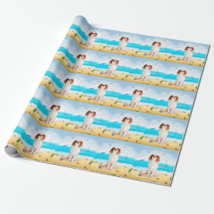 Papier Cadeau Chien Cavalier King sur la plage