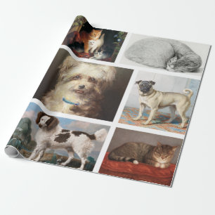 Papier Cadeau Chien Chat Animaux 8 Portrait Photo Gardien de col