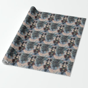 Papier Cadeau Chien Chin japonais équitation moto Noël