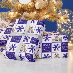 Papier Cadeau Chien Chiot Animal Domestique Violet Photo Flocon