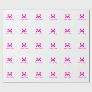 Papier Cadeau Chien coeur patte rose animal familier ajouter nom