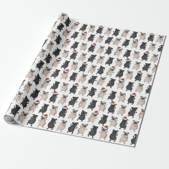 Papier Cadeau Chien d'acclamation de Noël de vacances de chiot (Déroulé)