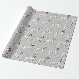 Papier Cadeau Chien dalmate Noël Chapeau de Noël