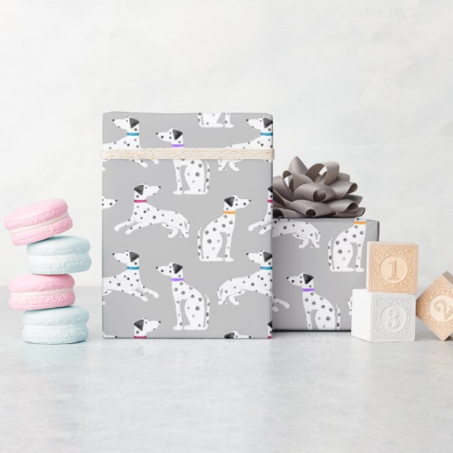 Papier Cadeau Chien Dalmatien Polka Pot Animal Aquarelle Enfants (Baby Shower)