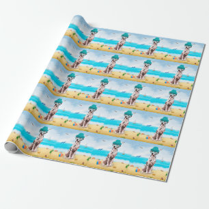 Papier Cadeau Chien Dalmation sur la plage
