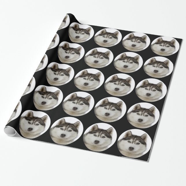 Papier Cadeau "Chien de chien de traîneau sibérien " (Déroulé)