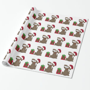 Papier Cadeau Chien de dessin animé idiot avec un chapeau de Pèr