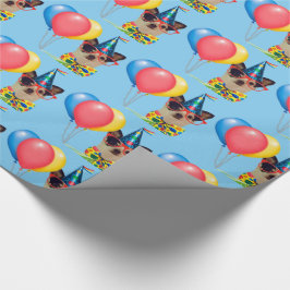 Papier Cadeau Chien de joyeux anniversaire dans le casquette