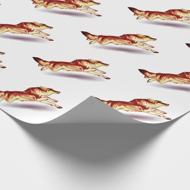 Papier Cadeau Chien de loup renard rouge brun blanc (Coin)