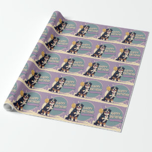 Papier Cadeau Chien de Montagne bernois coloré