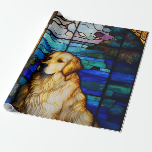 Papier Cadeau Chien de Motif en verre d'or pour retriever