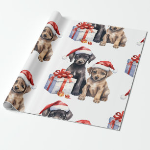 Papier Cadeau Chien de Noël avec papier d'enveloppement cadeaux