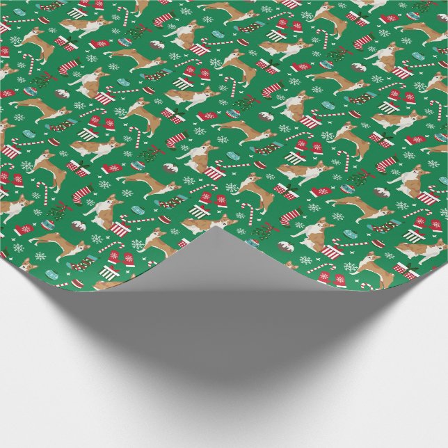 Papier Cadeau Chien de Noël de Basenji (Coin)