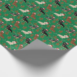 Papier Cadeau Chien de Noël de pain d'épices de Dachshund