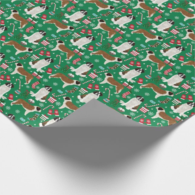 Papier Cadeau Chien de Noël de Saint Bernard (Coin)