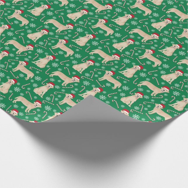Papier Cadeau Chien de Noël du Labrador jaune (Coin)