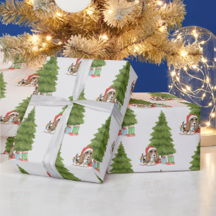 Papier Cadeau Chien de Noël en feu
