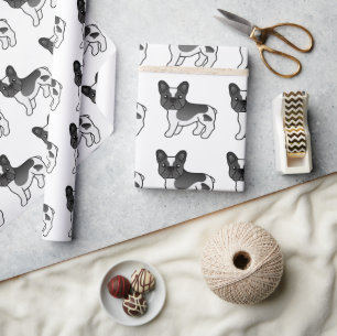 Papier Cadeau Chien de taureaux français noir mignonne Motif de 