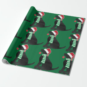 Papier Cadeau Chien de vacances Noël Black Lab