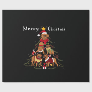 Papier Cadeau Chien Dogue de Bordeaux Mastiff Français Sapin de