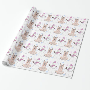 Papier Cadeau Chien et bonhomme de neige de berger allemand