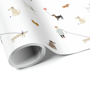 Papier Cadeau Chien et chiot à thème Anniversaire Papier d'envel