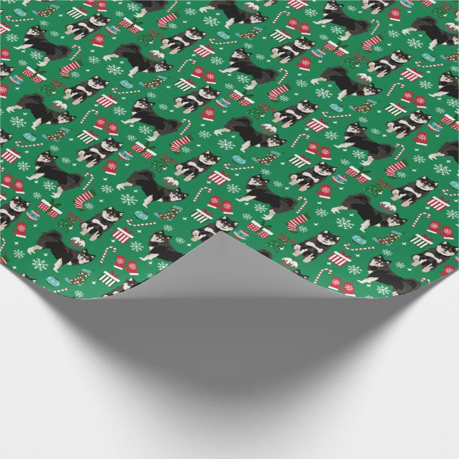 Papier Cadeau Chien finlandais de noël de Lapphund (Coin)
