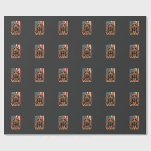 Papier Cadeau Chien Limier Patriotique Drapeau Américain Art_1