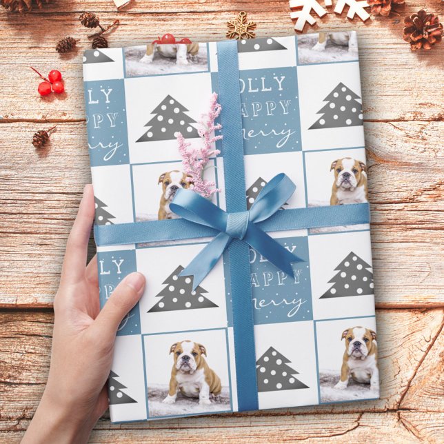 Papier Cadeau Chien mignon Chiot Tapis Animal Typographie Arbre  (Créateur téléchargé)