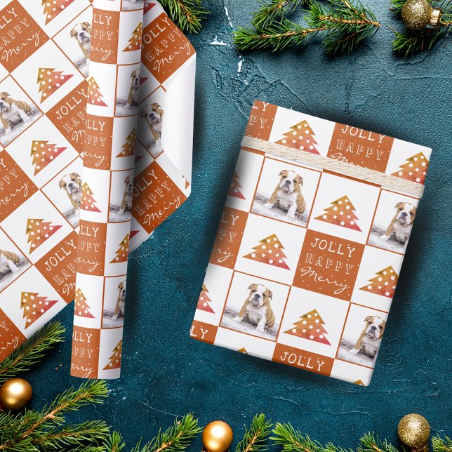 Papier Cadeau Chien mignon Chiot Tapis Animal Typographie Arbre  (Créateur téléchargé)