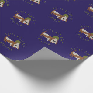 Papier Cadeau Chien mignon dans un bonnet personnalisé