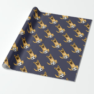 Papier Cadeau Chien mignon de Malinois de Belge jouant la bande