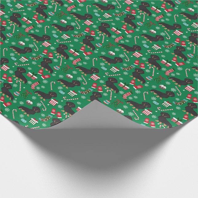 Papier Cadeau Chien noir et tan Dachshund (Coin)