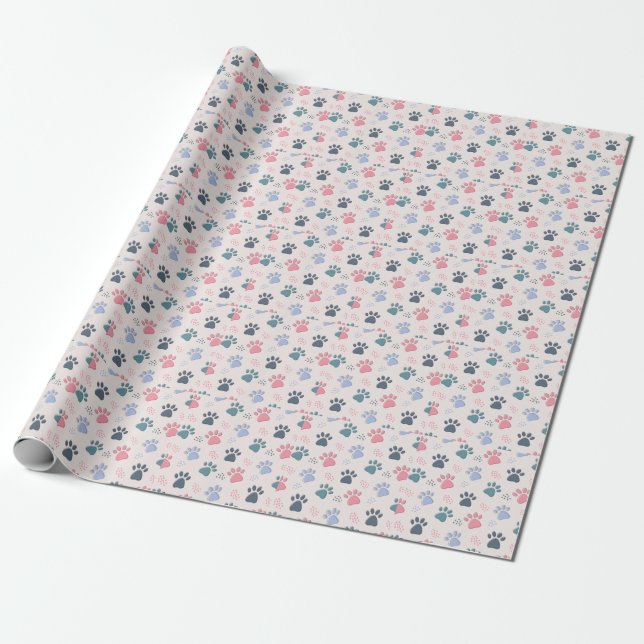 Papier Cadeau Chien Paws Animal Cute Pet Pis Pour Animaux Cadeau (Déroulé)