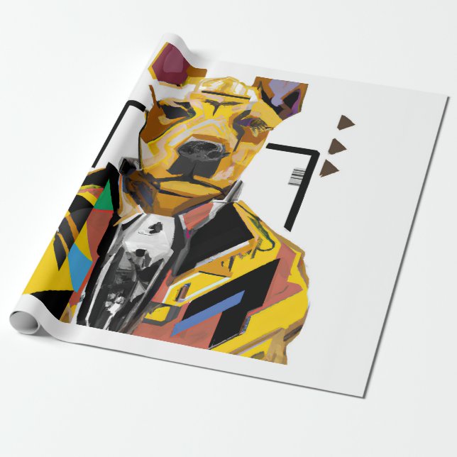 Papier Cadeau Chien portant un costume : Art numérique (Déroulé)