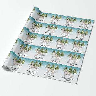Papier Cadeau Chien Retriever doré crème Noël Texte personnalisé