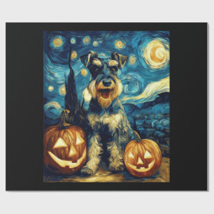 Papier Cadeau Chien Schnauzer Miniature Mignon Halloween Jack O