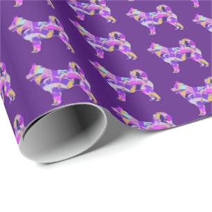 Papier Cadeau Chien sibérien Husky Silhouette couleur violet vio