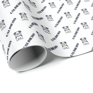 Papier Cadeau Chien-taureau français avec le nom Wrapping Papier