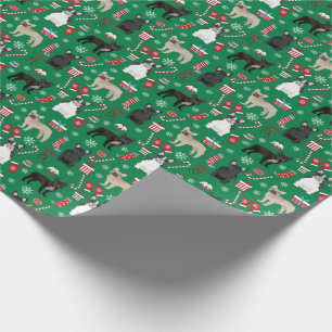 Papier Cadeau Chien-taureau français Mélanges de Noël