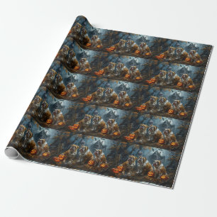 Papier Cadeau Chien-taureau Halloween nuit Chien de nuit plaisir