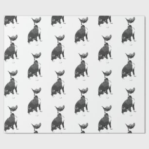Papier Cadeau Chien taureau noir et blanc motif tendance Wrappi