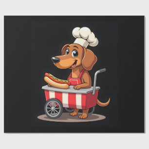 Papier Cadeau Chien Teckel Drôle Hotdog Sandwich Weenie Saucisse