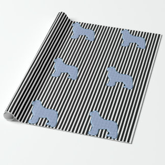 Papier Cadeau Chien Terre-Neuve Bleu