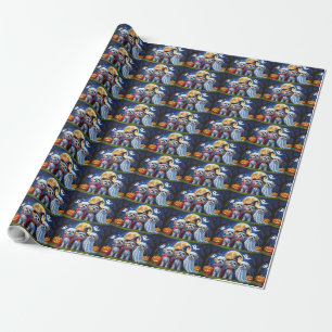 Papier Cadeau Chiens Bichon Frise Citrouille Halloween Drôle