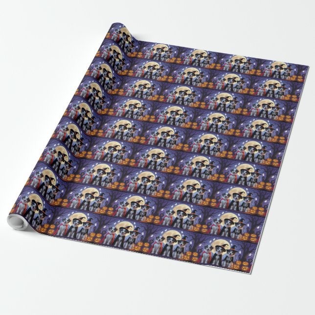Papier Cadeau Chiens de berger anatoliens Citrouille Halloween d (Déroulé)