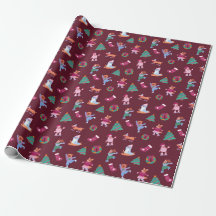 Chiens de fête IcePatinage Motif Rouge foncé