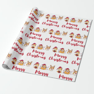 Papier Cadeau Chiens de Guinée Joyeux Noël Amusants Casquettes r